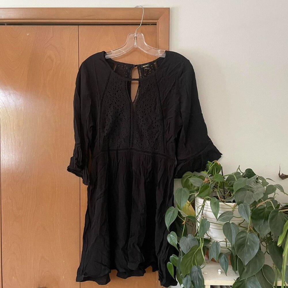 Forever 21 black lace panel fit & flare dress